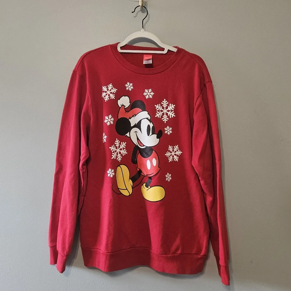 Disney Red Mickey Mouse Winter Sweatershirt - Picture 2 of 5